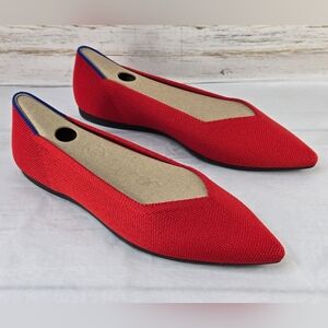 Rothy's Ballet Flats Pointed Toe Bright Red Women's Size 7